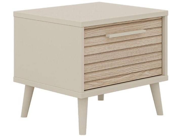 PAIDI Nachtkommode EEFJE, Nachttisch in modernem Design, Cashmere-Beige mit Groovy-Oak (B/H/T ca. 48x43x41cm), mit Schublade, beige von Paidi