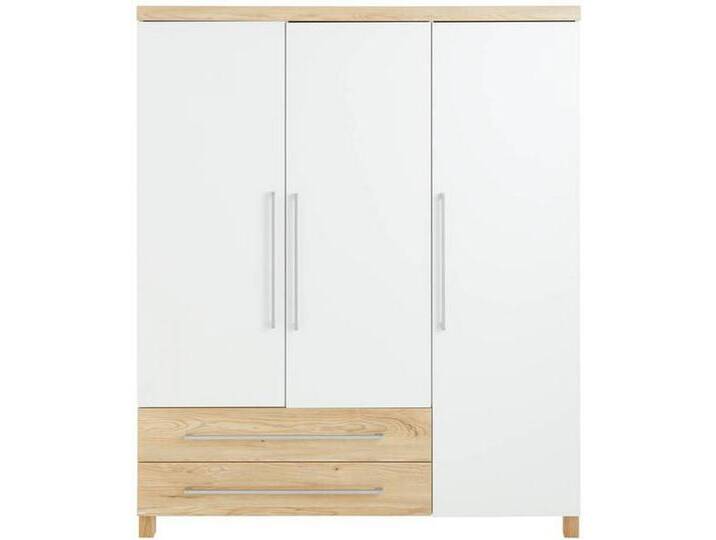 Paidi BABYKLEIDERSCHRANK Lennox Fresh, Weiß, Eiche, 2 Schubladen, 164x198x55.9 cm, Blauer Engel, Goldenes M, Babymöbel, Babykleiderschrank von Paidi
