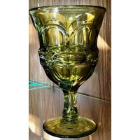 2Er-Set Fostoria Henry Ford Museum Argus Green Goblet 6, 5-Zoll-Grünglasbecher Weinglas Champagnerglas Fingerabdruck von PaigeB8s