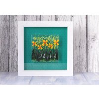 Narzisse Gebogen Geschmolzenes Glas Bild, Liebhaber Bild Geschenk, Gelbe Blume Wand Kunst, Geschenkidee Für Neues Zuhause von PainInTheGlassByGail