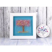 Rosa Kirschblütenbaum Geschmolzenes Glas Bild, Rosa Kirschbaum Kunst, Wandkunst, Sukura Baum Geschenk von PainInTheGlassByGail