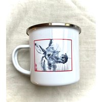 Emaille Tasse Becher Esel Sumi-E Tusche Beidseitig Bedruckt Camping Wandern Hütte Tee Wichtelgeschenk Emaille Tasse Becher Esel Sumi-E Tusche Beidseitig Bedruckt Camping Wandern Hütte Tee Wichtelgeschenk von PaintBreatheRepeat