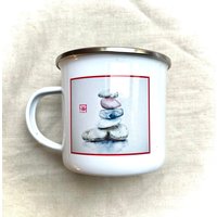 Emaille Tasse Becher Zen Steine Steingarten Meditation Sumi-E Tusche Beidseitig Bedruckt Camping Wandern Hütte Tee Wichtelgeschenk Emaille Tasse Becher Zen Steine Steingarten Meditation Sumi-E Tusche Beidseitig Bedruckt Camping Wandern Hütte Tee Wichtelgeschenk von PaintBreatheRepeat