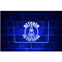 Bitcoin To The Moon Neon Led Leuchtschild | Lustige Crypto Trader Hängende Wand Oder Fenster Display Büro Dekor von PaintTheTownLED