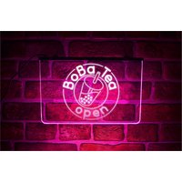 Bo Ba Led Neon Light Up Open Schild | Fensteraufsteller Für Boba Bubble Milch Teetrinker Kaufmannsständer von PaintTheTownLED