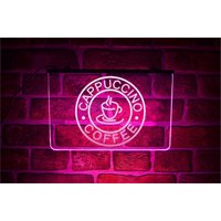 Cappuccino Kaffee Led Neon Leuchtschild | Café Espresso Beleuchtetes Fenster Auf Offener Vitrine von PaintTheTownLED