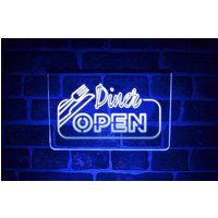 Diner Restaurant Led Neon Light Up Schild | Food Truck Roadside Takeaway Café Fenster Öffnen Plakette von PaintTheTownLED