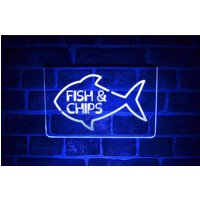 Fish & Chips Neon Led Light Up Open Schild | Fensteraufsteller Zum Mitnehmen British Chippie/Chippy von PaintTheTownLED