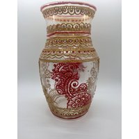 9 "Handbemalte Henna Vase, Wohndekoration, Goldene Und Rote Glasvase von PaintWithPurposeUS