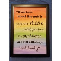 Roald Dahl Handgemaltes Aquarell & Zitat Gute Gedanken Sonnenstrahlen Regenbogen Farben Roald Dahl Handgemaltes Aquarell & Zitat Gute Gedanken Sonnenstrahlen Regenbogen Farben von PaintbowDrops