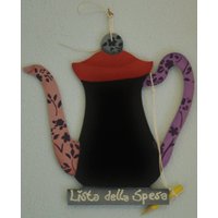 Memo-Board/Tafel-Teekanne/Handbemalte Kaffeemaschine von PaintedCrochetedFads