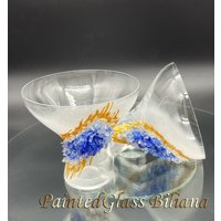 Blaue Geode Stengellose Hochzeit Champagner Cocktail Gläser von PaintedGlassBiliana