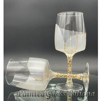 Set Mit 2 Handbemalten Calla Weingläsern von PaintedGlassBiliana