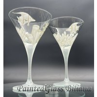 Set Mit 2 Handbemalten Martini Beach Seegläser Korallenriff Set Mit 2 Handbemalten Martini Beach Seegläser Korallenriff von PaintedGlassBiliana