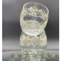 Set Mit 2 Handbemalten Whiskygläsern Lace von PaintedGlassBiliana