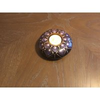 Lavendel & Rosegold - Gemalter Teelicht Kerzenhalter 10 cm von PaintedRockGardenArt