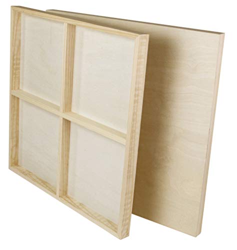 Paintersisters® Malgrund aus Holz, 2 Stück je 80 x 80 cm, 3D Optik - 38mm stark, Malplatte aus Holz, Holzleinwand, Ulmer Holzmalgrund von Paintersisters