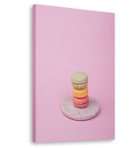 Modernes Bild - Bereit zum Aufhängen - Leinwand - Dekoration Wohnzimmer Küche und Schlafzimmer - Macaron Food Sweets Süßigkeiten von Painting