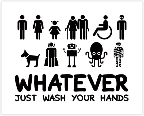 Whatever Just Wash Your Hands Schild – Badezimmer Wanddekoration – Minimalistische Wandkunst Zuhause Schild – Poster für Bad und Toilette hilfreiche Sprüche Bilder – lustige Toilette oder Badezimmer von Paintio