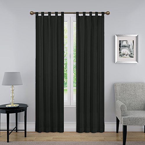 Pairs to Go Montana Moderne dekorative Fenstervorhänge mit Schlaufen, für Schlafzimmer oder Wohnzimmer (2 Paneele), Polyester, schwarz, 30" W x 63" L (Pack of 2), 2 von Pairs to Go