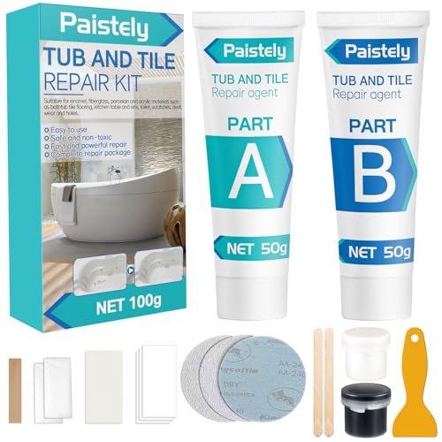 Fliesenreparaturset Weiß, 100g Emaille Reparatur Set, Wasserdichtes Und Auslaufsicheres Keramik Reparatur Set, Waschbecken Reparaturset Zum Reparieren Von Kratzern, Löchern, Rissen von Paistely