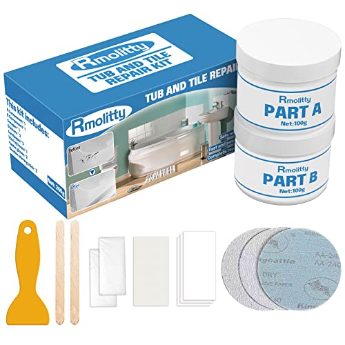 Fliesenreparaturset Weiß, 200g Emaille Reparatur Set, Wasserdichtes Und Auslaufsicheres Keramik Reparatur Set, Waschbecken Reparaturset Zum Reparieren Von Kratzern, Löchern, Rissen von Rmolitty