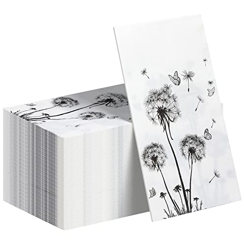 Pajean Pusteblume Gästehandtücher Einweg für Badezimmer Einweg Papierservietten für Dinnerparty Küche Floral Papierhandtücher für Gäste Party Supplies (100 Blatt) von Pajean