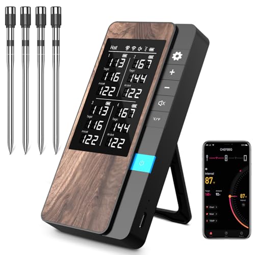 Pakinui Fleischthermometer Kabellos 4er-Pack, Bluetooth Grillthermometer mit App, IP67 Wasserdicht Bratenthermometer Kabellos, Meat Grill Thermometer für Backofen Grill Smoker Rotisserie Airfryer Pakinui Fleischthermometer Kabellos 4er-Pack, Bluetooth Grillthermometer mit App, IP67 Wasserdicht Bratenthermometer Kabellos, Meat Grill Thermometer für Backofen Grill Smoker Rotisserie Airfryer von Pakinui