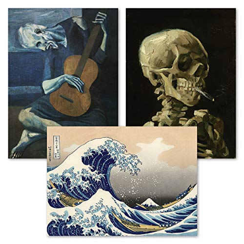 Palace Learning 3er Set Poster Vincent Van Gogh Skelett + Pablo Picassos Alter Gitarrist + Die große Welle Off Kanagawa von Katsushika Hokusai 18" x 24" Plastifiziert Palace Learning 3er Set Poster Vincent Van Gogh Skelett + Pablo Picassos Alter Gitarrist + Die große Welle Off Kanagawa von Katsushika Hokusai 18" x 24" Plastifiziert von Palace Learning