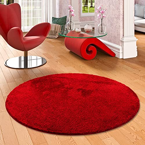 Palace Hochflor Shaggy Teppich Weinrot Rund in 7 Größen Palace Hochflor Shaggy Teppich Weinrot Rund in 7 Größen von Snapstyle