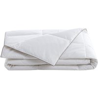 Anti-Milben-Bettdecke - Bezug aus 100 % Perkal - 220 x 240 cm - Daunen- & Federfüllung - 300 g/m² - Weiß mit taupefarbener Ziernaht - FEATH von PALACIO von Vente-unique