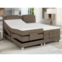 Boxspringbett - Kopfteil + elektrisches Untergestell mit Relaxfunktion + Matratze + Topper - 2 x 80 x 200 cm - Stoff - Beige  - CASTEL de PALACIO von Palacio