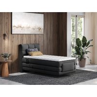 Boxspringbett mit gestepptem Kopfteil + elektrischem Untergestell mit Relaxfunktion + Matratze + Topper - 100 x 200 cm - Stoff - Anthrazit - LODI von PALACIO von Vente-unique