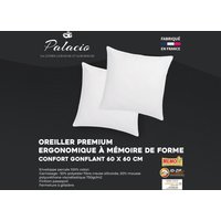 Kopfkissen 2er-Set Memory Schaum - 750 gr - 60 x 60 cm - Baumwollperkal - Weiß - AUXENCE von Palacio