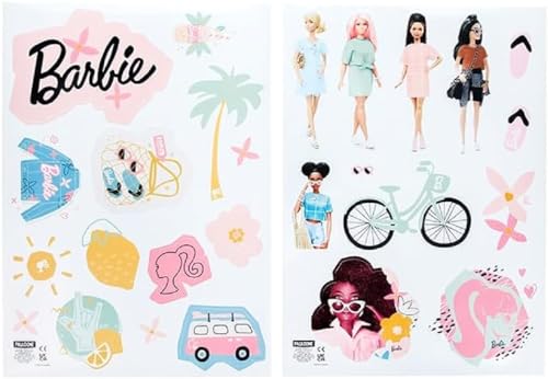 Barbie Offiziell lizenzierte personalisierte Wandtattoos für Kinderzimmer von Paladone, Wiederverwendbare Puppenmode, Spielzimmer Wanddekorationen, Enthält Barbies von Paladone
