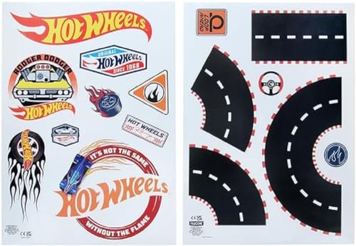 Hot Wheels Offiziell lizenzierte personalisierte Wandtattoos für Kinderzimmer von Paladone, Wiederverwendbare Spielzeugautobahn, Spielzimmer Wanddekorationen von Paladone