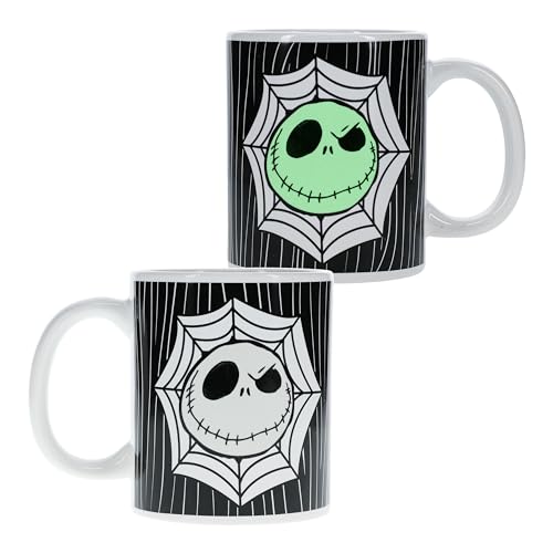 Jack Skellington Glow-in-the-Dark Becher - Offiziell lizenziertes Disney-Sammelgeschenk für Fans von Nightmare Before Christmas, Keramiktasse, 300 ml (10 fl oz), Schwarz von Paladone