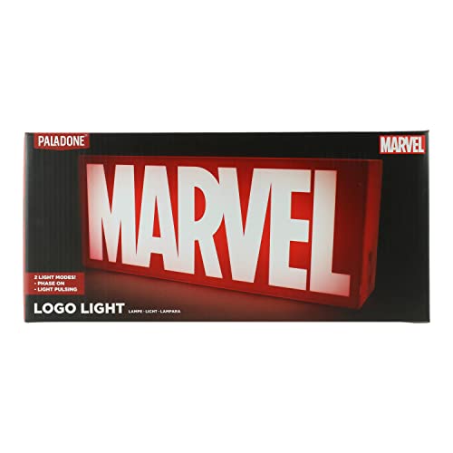 Marvel Logo Leuchtschild - Offiziell lizenziertes Disney Merchandise, Dauerlicht & Pulsiermodus, Wandmontage, Deko für Superhelden-Fans von Paladone