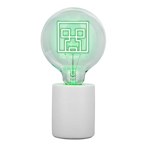 Paladone Minecraft Creeper Dekorative LED Neon Glühbirne Lampe - E27 Glas Glühbirne, offiziell lizenziertes Gamer Geschenk, perfekt für Schlafzimmer, Häuser, Spielzimmer Dekor von Paladone