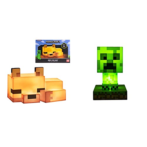 Minecraft Fuchs Leuchte & Minecraft Creeper 3D Icon Light BDP | Offiziell lizenziertes, grünes, pixeliges Nachtlicht oder Schreibtischlampe | Einzigartige Geschenkidee für Gamer von Paladone