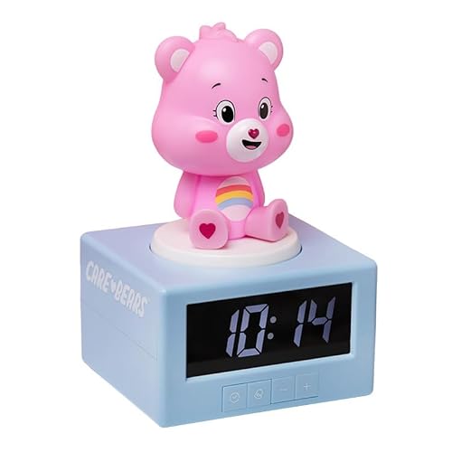 Paladone Care Bears Pink Cheer Bear Digitaler Wecker mit Nachtlicht und Musik, offiziell lizenzierte Schlafzimmerdekoration für Mädchen und Frauen, batteriebetriebenes Popkultur-Produkt von Paladone