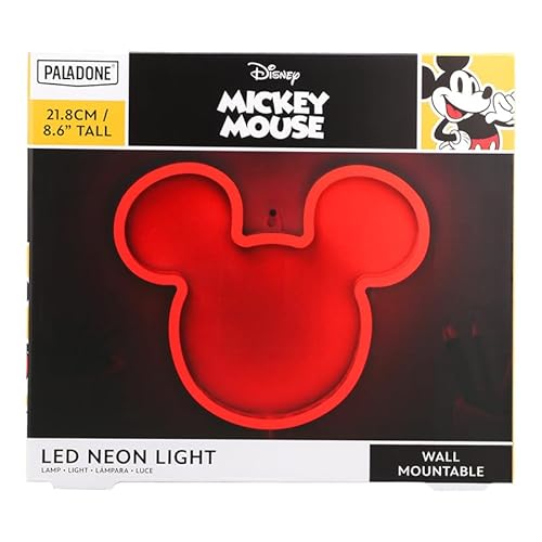 Paladone Disney Micky Maus Ohren LED Neon Wandleuchte Offiziell lizenzierte Lampe mit Netzkabel für Zuhause Schlafzimmer Wohnraum Dekor Popkultur Geschenk von Paladone