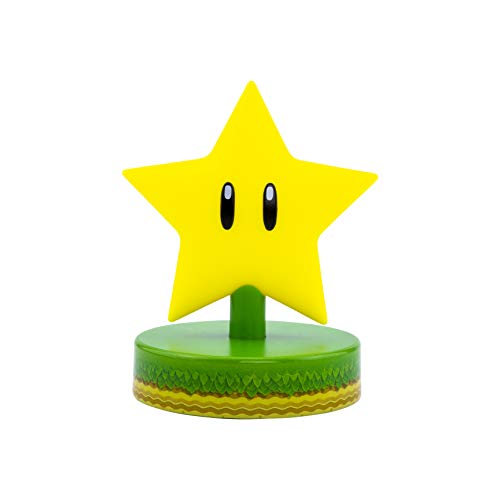 Paladone Mario Super Star 3D Icon BDP | Offiziell lizenziertes Nintendo Sammlerstück | Einzigartige Geschenkidee | Helles Nachtlicht oder Schreibtischlampe | Batteriebetrieben durch 2 x AAA, Gelb von Paladone