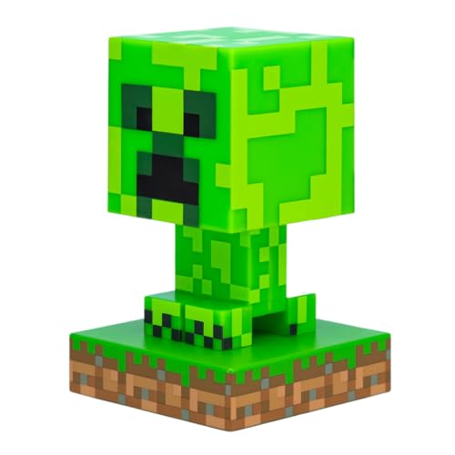 Paladone Minecraft Creeper 3D Icon Light BDP | Offiziell lizenziertes, grünes, pixeliges Nachtlicht oder Schreibtischlampe | Einzigartige Geschenkidee für Gamer | angetrieben durch 2 x AAA, PP6593MCF von Paladone