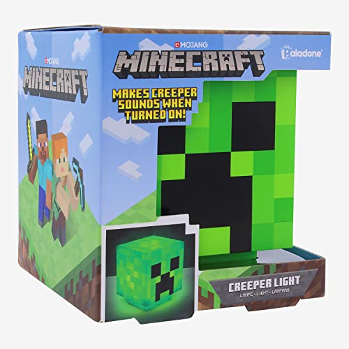 Paladone Minecraft Creeper Light Up Figure - Tischleuchte mit Zombie-Sounds, ca 11, Kunststoff, Grün von Paladone