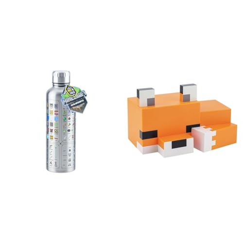 Paladone Minecraft Trinkflasche aus Metall, Offiziell lizenzierte Gaming Merchandise & Minecraft Fuchs Leuchte, Mehrfarbig, Estándar von Paladone