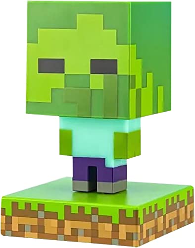 Paladone Minecraft Zombie Icon Light BDP Mini-Nachtlampe mit lustigem Pixel, superhell, plastik, Mehrfarbig von Paladone