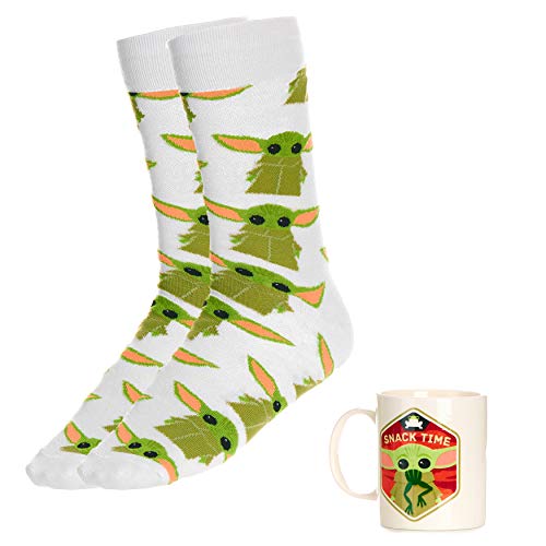 Paladone Mug and Set The Mandalorian Child Baby Yoda Tasse und Socken, offizielles Lizenzprodukt von Star Wars, keramik, 3 Stück (1er Pack) von Paladone