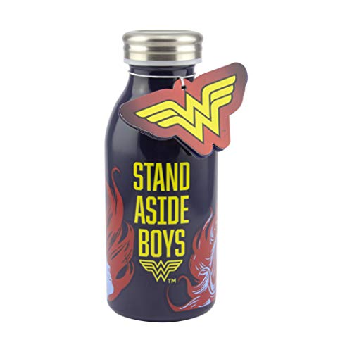 Paladone PP5142DC Wonder Woman Trinkflasche aus Edelstahl 450 ml (16oz) mit Schraubverschluss, auslaufsicher, Deckel Design, ideal für Schule, Büro, Arbeit, Outdoor, 450 milliliters von Paladone