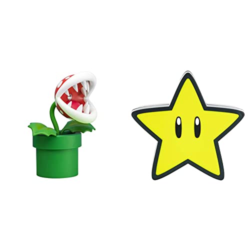 Paladone Piranha Plant Lampe BDP | 33 cm hoch, Rot/Grün, 33cm Tall & Star Licht mit Sound BDP Offizielles Lizenzprodukt Super Mario Nintendo Nachtlicht Gamer, gelb, 12cm Tall von Paladone